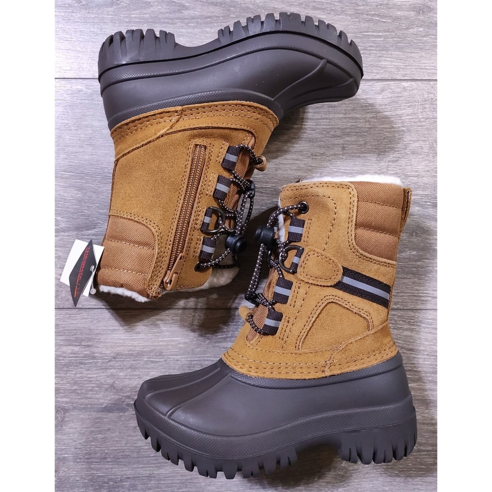 Lands End Expedition Snow Boots Kids 9 Brown Insulated Winter Duck Boots Girls